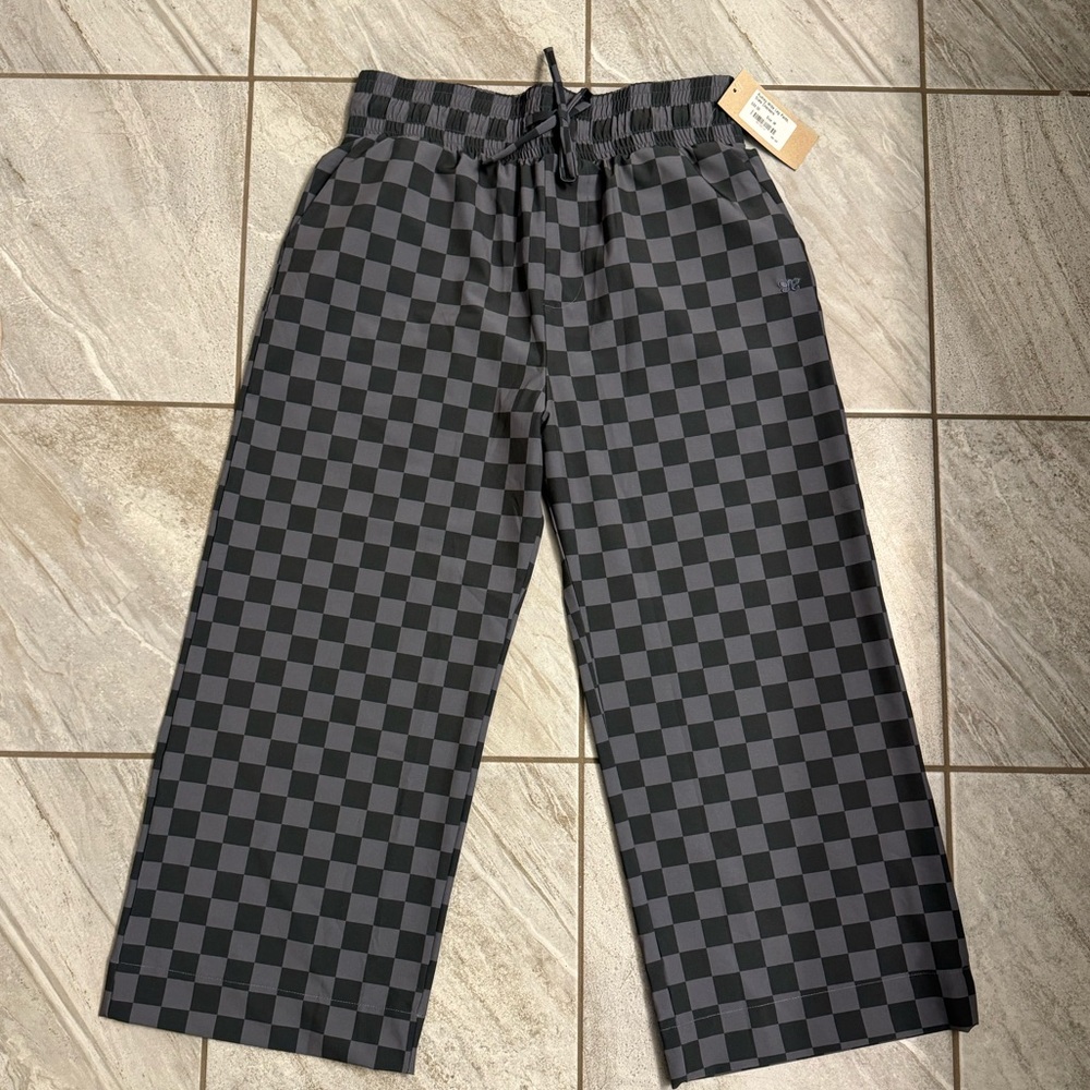 Women’s Albion Fit Audrey wide leg pants, slate checkers, size medium